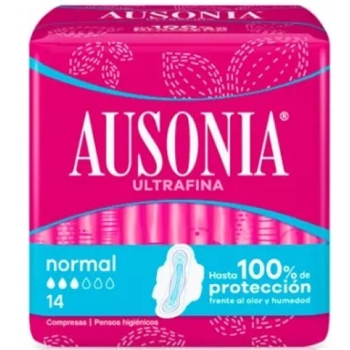 AUSONIA AIR DRY NORMAL ALAS COMPRESAS 14 UNDS.C/16 COMPRESAS Y TAMPONES