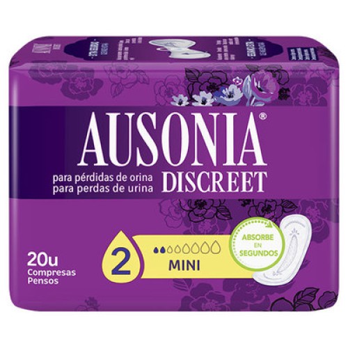 AUSONIA DISCREET MINI COMPRESA INCONTINENCIA 20 U C/8
 COMPRESAS Y TAMPONES