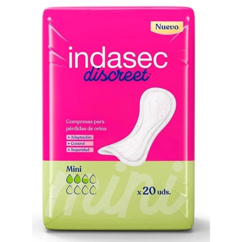 INDASEC DISCRET MINI 20 UNIDADES C/8 COMPRESAS Y TAMPONES