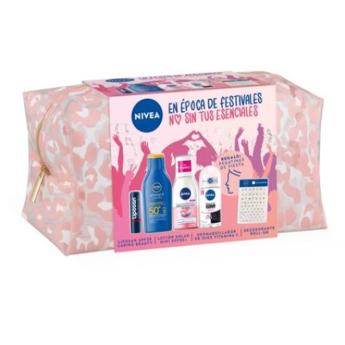 NIVEA NECESER DESMAQ.125ML+DEO.50ML+FP50.100ML+LIPO.CARING
 ESTUCHES SEÑORA