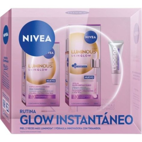 NIVEA VISAGE LUMINOUS SKINGLOW 30ML.SERUM PIPETA+SERUM+LIPOS
 ESTUCHES SEÑORA
