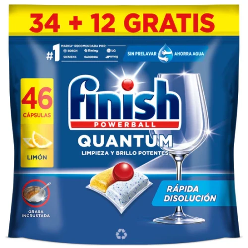FINISH LAV MAQ 34+12PLLAS QUANTUM LIMON C/6
 LAVAVAJILLAS