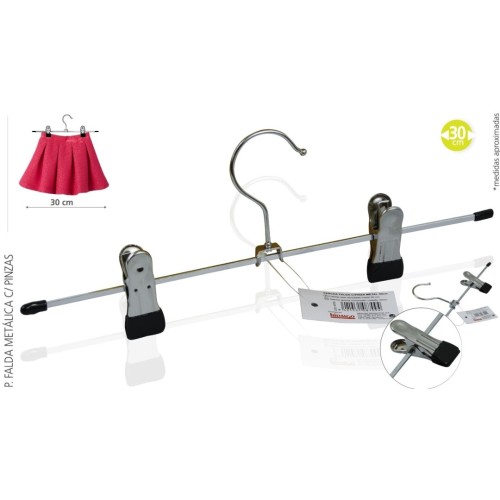 HIDALGO PERCHA FALDA C/PINZA METAL 30 CMS PERCHAS
