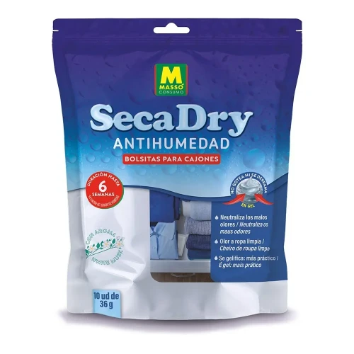 MASSO SECADRY BOLSITAS GEL 10 UNDS 36GR C/24 BOLAS POLILLA Y ANTIHUMEDAD