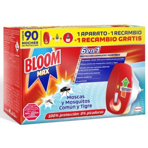 BLOOM ELECTRIC MAX APARATO MOSCAS Y MOSQ.+2 REC INSECTICIDAS