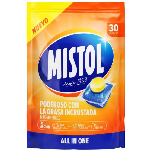 MISTOL CAPSULAS VAJILLAS 30 U ALL IN ONE C/6.ofr LAVAVAJILLAS