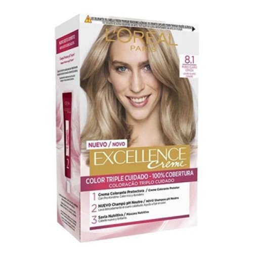 EXCELLENCE 8,1 TINTE CABELLO RUBIO CLARO CENIZA TINTES DEL CABELLO