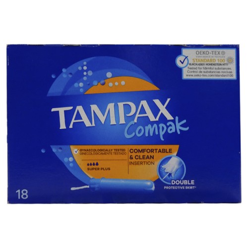 TAMPAX COMPACK SUPER PLUS 18 UNDS C/6 COMPRESAS Y TAMPONES