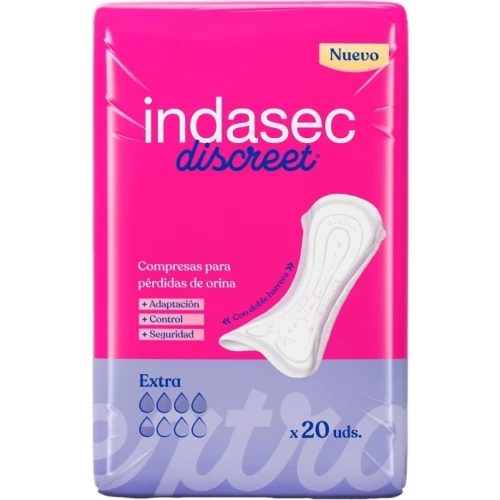 INDASEC DISCREET EXTRA 20 UNDS C/8 COMPRESAS Y TAMPONES