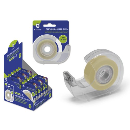 BISMARK CINTA ADHESIVA 33X19 C/PORTARROLLOS C/12 CINTAS ADHESIVAS