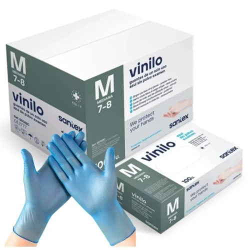 SANTEX GUANTE VINILO AZUL TALLA PÑA C/10. GD14 GUANTES
