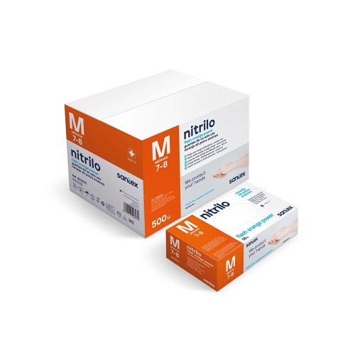 SANTEX GUANTE NITRILO NARANJA 8,5 GR 50 UNDS T.XL C/10 GUANTES