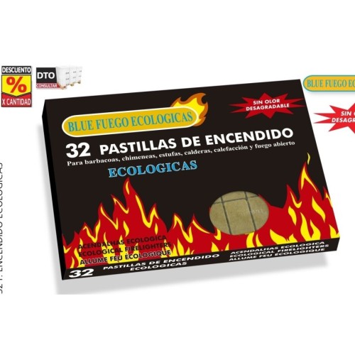 BLUE FUERGO PASTILLAS ECOLOGICAS 32 UND C/24 FUEGO