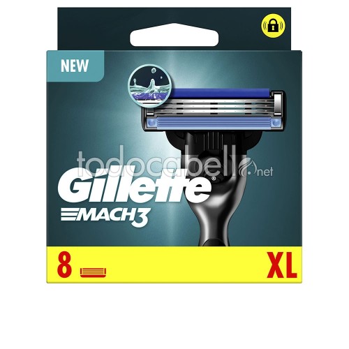 GILLETTE MACH 3 RECAMBIO 8 UNDS XL C/10 HOJAS DE AFEITAR Y CARGADORES