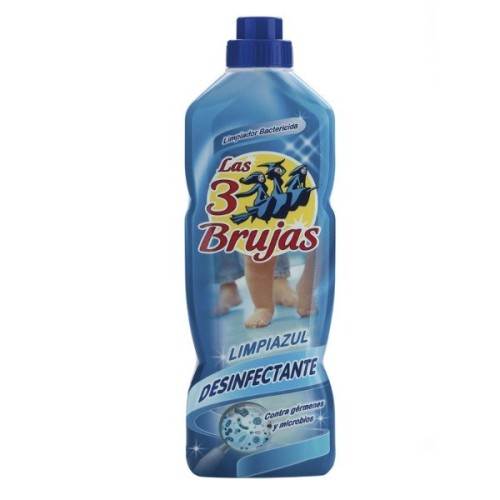 LAS 3 BRUJAS LIMPIAZUL DESINFECT. 1 LTRO C/12 FREGASUELOS Y LIMPIADORES LIQ.