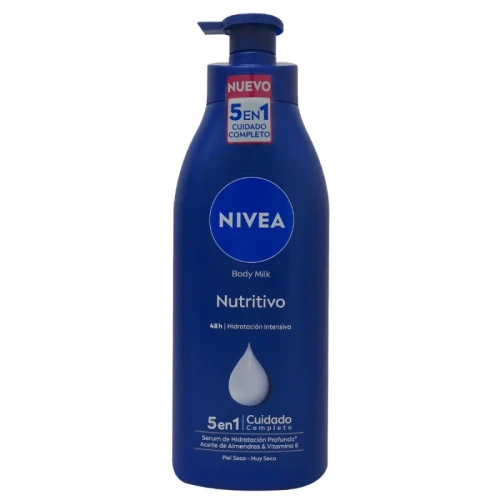 NIVEA BODY MILK 500 ML PIEL SECA 5 EN 1 DOSIFICADOR C/6 BODY MILK