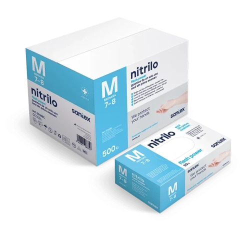 SANTEX GUANTE NITRILO AZUL T.GDE.100 UNDS FLASH PLUS 5,5 GR C/10 GUANTES