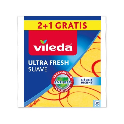 VILEDA BAYETA SUAVE AMARILLA 38X40C (LOTE 2+1=3UD) c/20
 BAYETAS