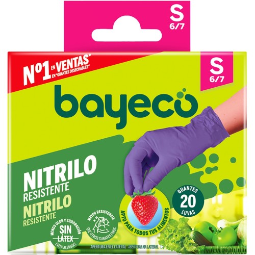 BAYECO GUANTE NITRILO MORADO 20 UND T/PÑA C/20 GUANTES