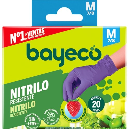 BAYECO GUANTE NITRILO MORADO 20 UNDS T/MED C/20 GUANTES