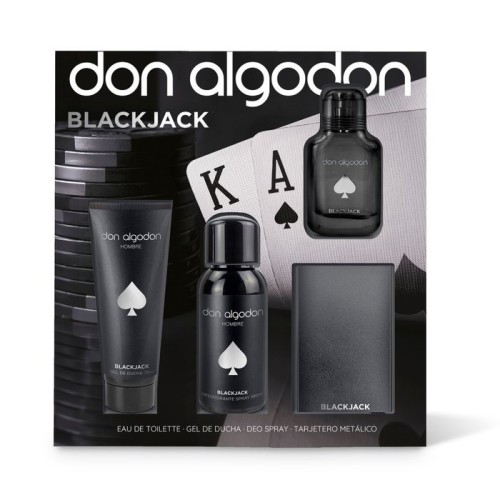 DON ALGODON SET BLACK JACK EDT.30ML+GEL+ DEO + TARJETERO C/6
 ESTUCHES CABALLERO
