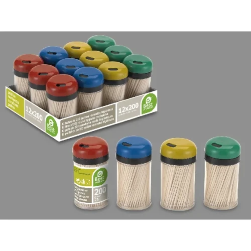 PALILLOS BOTE TAPA COLOR 200 UN PALILLOS