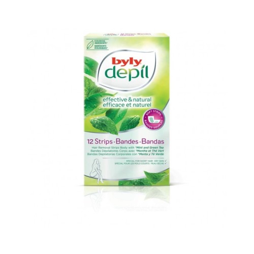BYLY DEP. BANDAS CORP. MENTA/TE VERDE 12 UDNS DEPILATORIOS