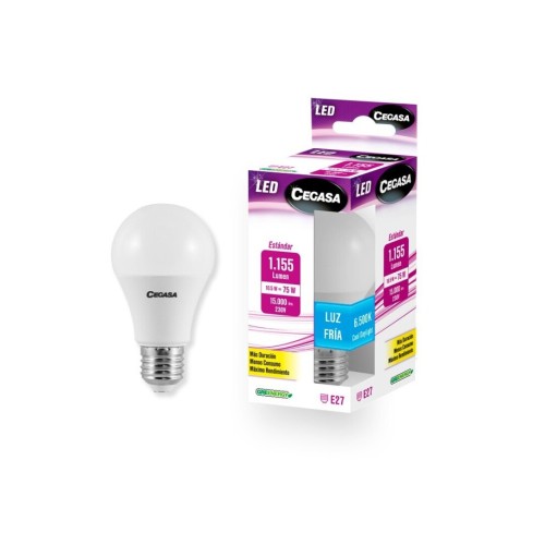 CEGASA LED BOMB. STD 10.5W E27 1155 6500K  LUZ FRIA C/6 BOMBILLAS