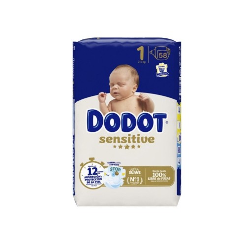DODOT SENSITIVE T-1 R.NACIDO 2-5KG.58UD C/2 PAÑALES