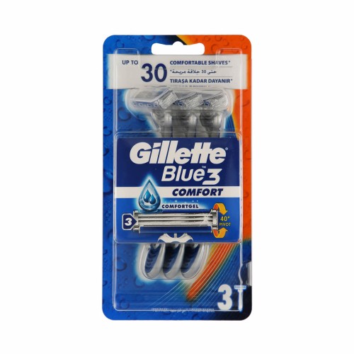 GILLETTE MAQUINILLA BLUE III CONFORT 3 u C/12 HOJAS DE AFEITAR Y CARGADORES