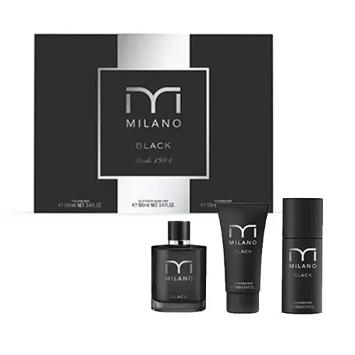 MILANO BLACK COL.VAPO.100+MASAJE100+DEO150 ESTUCHES CABALLERO