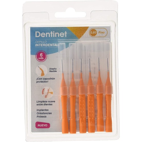 DENTINET CEP. INTERDENTAL CONICO 6U 0,7 MM C/12 CEPILLOS DE DIENTES