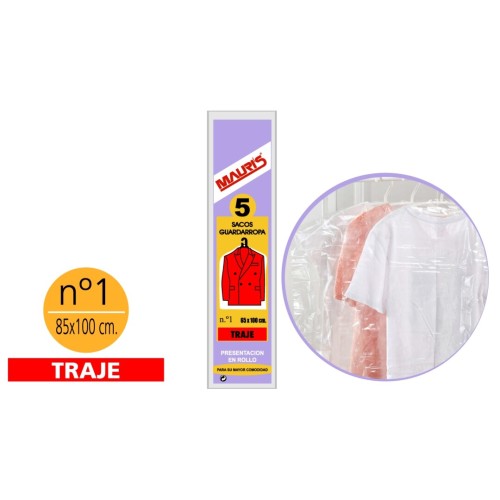 MAURIS SACOS GUARDARROPA  65X150 ABRIGO C/20 SACOS GUARDARROPA