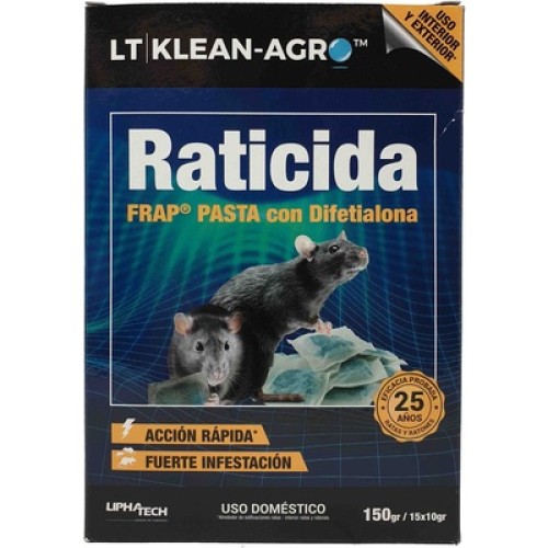KLEAN AGRO RATIC. CEBO FCO.DIFETIALONA 150 GRMS C/24 RATICIDAS