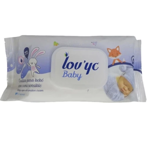 LOVYC TOALLITAS BEBE CREMA SENS. C/TAPA 72 UND C/12.ofr PAÑUELOS Y TOALLITAS