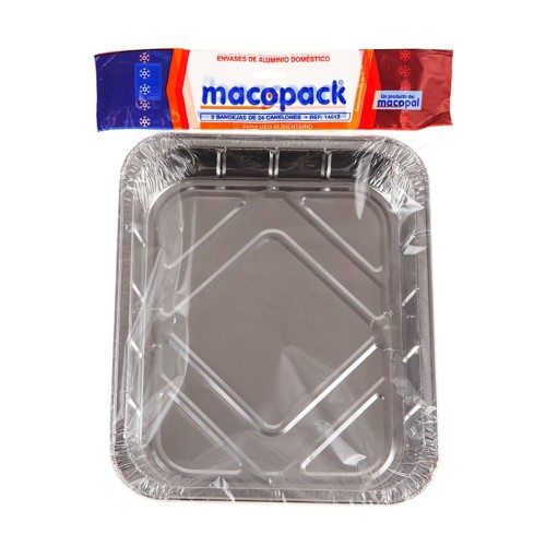 MACOPAL BANDEJA ALUM. 24 PIEZAS 2 UNDS 324X264X38 C/24 PAPEL ALUMINIO Y FILM