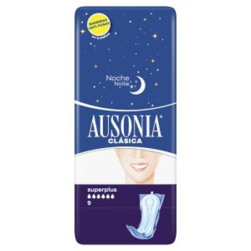 AUSONIA CLASICA NOCHE COMPRESA 9u. c/10 COMPRESAS Y TAMPONES