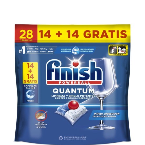 FINISH LAVAVAJILL.DETERG.QUANTUM 14+14=28 PASTILLAS c/7       
 LAVAVAJILLAS