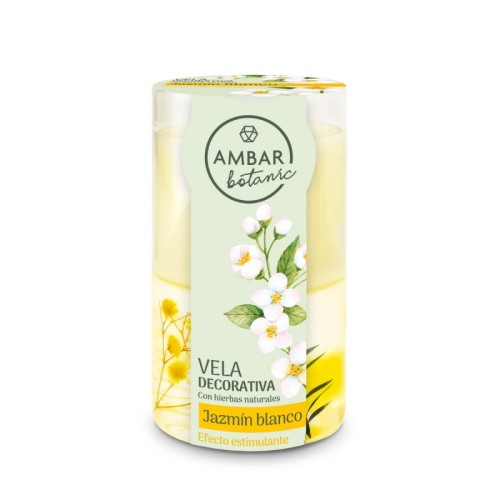 AMBAR BOTANIC VELA CERA & GELATINA JAZMÍN BLANCO 130 G C/8
 DESODORANTES AMBIENTE