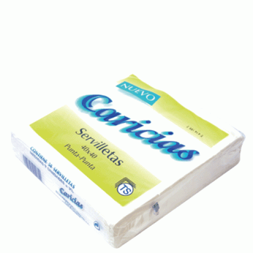 CARICIAS SERVILLETA BLANCA 2 CAPAS 50 uns 40X40 C/48 SERVILLETAS Y MANTELES