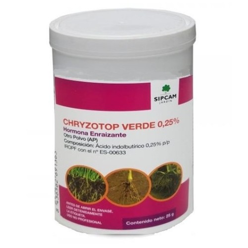 SIPCAM CHRYZOTOP VERDE 0,25% - Hormona Enraizante polvo 25grms C/20 JARDINERIA